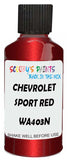 Detail brush applying Red Metallic to a small door scratch on an Chevrolet Aveo, clean OEM finish