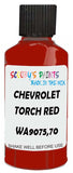 Detail brush applying Red Solid to a small door scratch on an Chevrolet Corvette, clean OEM finish