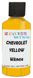 Detail brush applying Yellow Solid to a small door scratch on an Chevrolet Colorado, clean OEM finish