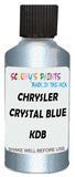 Detail brush applying Blue Metallic to a small door scratch on an Chrysler Town & Country, clean OEM finish