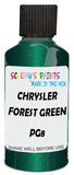 Detail brush applying Green Metallic to a small door scratch on an Chrysler Concorde, clean OEM finish