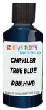 Detail brush applying Blue Metallic to a small door scratch on an Chrysler Town & Country, clean OEM finish