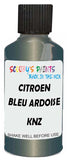 Detail brush applying Blue Metallic to a small door scratch on an Citroen C2, clean OEM finish