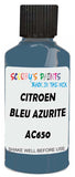 Detail brush applying Blue Solid to a small door scratch on an Citroen Acadiane, clean OEM finish