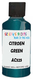 Detail brush applying Green Metallic to a small door scratch on an Citroen Sm, clean OEM finish