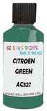 Detail brush applying Green Solid to a small door scratch on an Citroen Sm, clean OEM finish