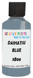 Detail brush applying Blue Solid to a small door scratch on an Daihatsu Charade, clean OEM finish