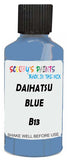 Detail brush applying Blue Solid to a small door scratch on an Daihatsu Hijet, clean OEM finish