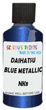 Detail brush applying Blue Metallic to a small door scratch on an Daihatsu Charade, clean OEM finish