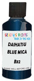 Detail brush applying Blue Metallic to a small door scratch on an Daihatsu Charade, clean OEM finish