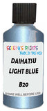 Detail brush applying Blue Metallic to a small door scratch on an Daihatsu Charade, clean OEM finish