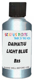 Detail brush applying Blue Metallic to a small door scratch on an Daihatsu Mira, clean OEM finish