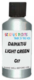 Detail brush applying Green Metallic to a small door scratch on an Daihatsu Hijet, clean OEM finish