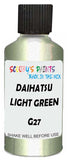 Detail brush applying Green Metallic to a small door scratch on an Daihatsu Charade, clean OEM finish