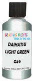 Detail brush applying Green Metallic to a small door scratch on an Daihatsu Move, clean OEM finish