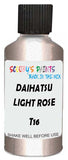 Detail brush applying Pink Metallic to a small door scratch on an Daihatsu Tanto, clean OEM finish