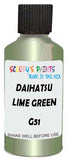 Detail brush applying Green Metallic to a small door scratch on an Daihatsu Hijet, clean OEM finish