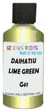 Detail brush applying Green Metallic to a small door scratch on an Daihatsu Mira Cocoa, clean OEM finish