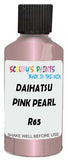 Detail brush applying Pink Metallic to a small door scratch on an Daihatsu Mira Cocoa, clean OEM finish