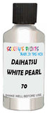 Detail brush applying White Metallic to a small door scratch on an Daihatsu Mebius, clean OEM finish