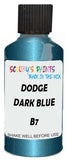 Detail brush applying Blue Metallic to a small door scratch on an Dodge Trucks, clean OEM finish