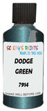 Detail brush applying Green Metallic to a small door scratch on an Dodge Trucks, clean OEM finish