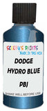 Detail brush applying Blue Metallic to a small door scratch on an Dodge Dart, clean OEM finish