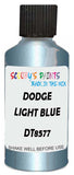 Detail brush applying Blue Metallic to a small door scratch on an Dodge Trucks, clean OEM finish