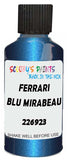 Detail brush applying Blue Metallic to a small door scratch on an Ferrari Sf90 Stradale, clean OEM finish