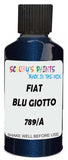 Detail brush applying Blue Metallic to a small door scratch on an Fiat Panda Cross, clean OEM finish