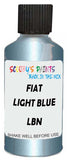 Detail brush applying Blue Metallic to a small door scratch on an Fiat 500 L, clean OEM finish