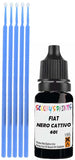 Close-up chip repair on 2005-2015 Fiat Seicento in factory Nero Cattivo (paint code 601)