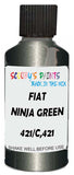 Detail brush applying Green Metallic to a small door scratch on an Fiat 500 C, clean OEM finish
