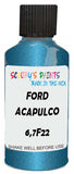 Detail brush applying Blue Metallic to a small door scratch on an Ford Trucks, clean OEM finish