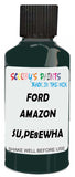 Detail brush applying Green Solid to a small door scratch on an Ford Taurus, clean OEM finish