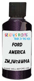 Detail brush applying Purple Metallic to a small door scratch on an Ford F-150, clean OEM finish