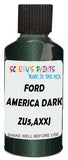 Detail brush applying Green Metallic to a small door scratch on an Ford F-150, clean OEM finish