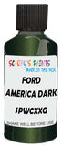 Detail brush applying Green Metallic to a small door scratch on an Ford F-150, clean OEM finish