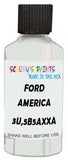 Detail brush applying White Solid to a small door scratch on an Ford Exp, clean OEM finish