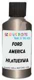 Detail brush applying Grey Metallic to a small door scratch on an Ford F-150, clean OEM finish