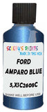Detail brush applying Blue Metallic to a small door scratch on an Ford Orion, clean OEM finish