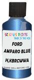 Detail brush applying Blue Metallic to a small door scratch on an Ford Fiesta, clean OEM finish