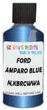 Detail brush applying Blue Metallic to a small door scratch on an Ford Mondeo, clean OEM finish