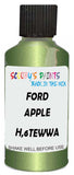 Detail brush applying Green Metallic to a small door scratch on an Ford Fiesta, clean OEM finish