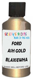 Detail brush applying Gold Metallic to a small door scratch on an Ford Escort, clean OEM finish