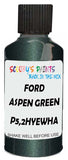 Detail brush applying Green Metallic to a small door scratch on an Ford Escape, clean OEM finish