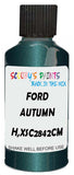Detail brush applying Green Metallic to a small door scratch on an Ford Orion, clean OEM finish
