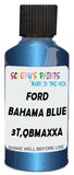 Detail brush applying Blue Metallic to a small door scratch on an Ford Ranger, clean OEM finish