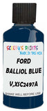 Detail brush applying Blue Solid to a small door scratch on an Ford Orion, clean OEM finish