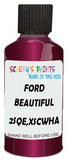 Detail brush applying Red Metallic to a small door scratch on an Ford Fiesta, clean OEM finish